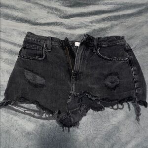 Forever 21 Charcoal Distressed Jean Shorts